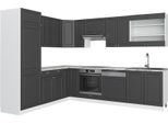 Vicco Cucina Angolare Completa Fame-Line, 227 X 287 Cm , Pt Marmo, Antracite-Oro/Bianco