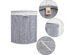 Homestyle Pro Ronde Opvouwbare Bamboe Wasmand 35X50 Cm Grijs/Wit