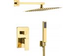 Zolta Sistema Doccia A Pioggia - Doccia A Pioggia, Miscelatore Doccia, Rubinetto Doccia - Set Doccia Con Rubinetto - Porta Cornetta Regolabile, Da Banco - Oro