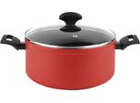 Fagor Maxima Pentola A Induzione 20 Cm In Alluminio Rivestimento Antiaderente Pfoa Free, Coperchio In Vetro Rosso