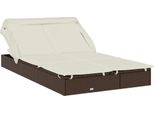 Lettino 2 Persone Con Tetto Marrone 213X118X97 Poli Rattan