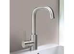 Zmh Rubinetto Bagno Lavabo Miscelatore Lavabo - Rubinetteria Rubinetto Acqua Fredda Ad Alta Pressione Con Altezza Bocca 100Mm Rubinetto Miscelatore In Acciaio Inox Per Bagno, Nichel Spazzolato