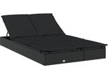 Lettino 2 Persone Con Tetto Nero 213X118X97 In Poly Rattan