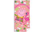 Asciugamano In Spugna Per Bambini 70X140Cm Pepa Pig E Flamingo, Carbotex, Rosa