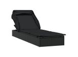 Lettino Con Tetto Pieghevole Nero 213X63X97 Cm In Poly Rattan