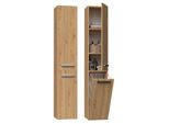 Armadietto Alto Da Bagno Con Cestello Atso - Rovere Artisan
