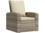 Vidaxl Poltrona Da Giardino Regolabile Con Cuscino In Poly Rattan Marrone Chiaro