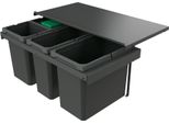 Naber 8013413 Cox Stand-Up® 350 S/800-4 Cestino Per Rifiuti Con Coperchio Organico, Antracite, 58 (2X10/1X22/1X16) Litri / 80 Cm Larghezza Mobile