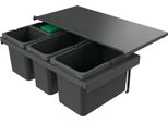 Naber 8013395 Cox Stand-Up® 280 S/800-4 Cestino Per Rifiuti Con Coperchio Organico, Antracite, 42 (1X16/1X12/2X7) Litri / 80 Cm Larghezza Mobile