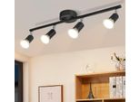 Zmh Led Plafoniera Faretto Da Soffitto 4 Fiamme Soggiorno Nero Lampada Da Soffitto GU10 Spot Da Soffitto Orientabile 350°Rottabile Soffitto Camera Da Letto Cucina Corridoio
