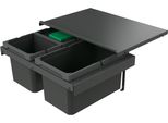Naber 8013382 Cestino Per Rifiuti Cox Stand-Up® 250 S/600-3 Con Coperchio Organico, Antracite, 25 (1X13/2X6) Litri / Larghezza Mobile 60 Cm
