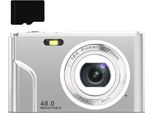Inf Fotocamera Digitale Da 48 Mp, Fhd 1080P, Zoom 16X, Scheda Di Memoria Da 32 Gb D'argento