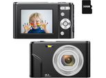 Inf Fotocamera Digitale Da 48 Mp, Fhd 1080P, Zoom 16X, Scheda Di Memoria Da 32 Gb Nero