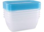 Lorelli Set Di 5 Contenitori Per Alimenti á 0,5 L Coperchio Lavabile In Lavastoviglie Ciotola Blu