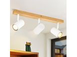 Zmh Plafoniera Faretto Da Soffitto Bianco 3 Fiamme Legno Plafoniera GU10 Faretto Da Soffitto Orientabile 350° Faretto Per Soggiorno Camera Da Letto Cucina Corridoio Sala Da Pranzo