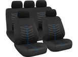 Set Di Coprisedili Rapidi In Poliestere Nero/Blu Con Imbottitura In Schiuma Per Auto
