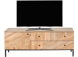 Porta Tv HWC-L95, Porta Tv Tavolino Porta Tv Cassettiera Per Tv, Legno Di Mango Massiccio 56X145X43Cm Mvg, Naturale