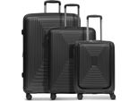 Redolz Carrello Con Scomparto Per Laptop Essentials 14 Trolley Set 3 -Pezzi ( S Exp. Front Pocket ) Black Metallic Nero