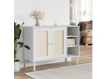 Vidaxl Credenza Senja Rattan Look Bianco 112X40X80 Cm Legno Di Pino