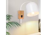 Zmh Lampada Da Parete In Legno Bianco Per Interni Con Interruttore A Levetta Lampada Da Parete Vintage E27 In Metallo Orientabile A 330° Faretto Da Parete Per Corridoio Camera Dei Bambini Soggiorno Camera Da Letto Scale