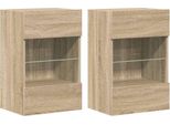 Pensili Tv Con Luci Led 2 Pz. Rovere Sonoma
