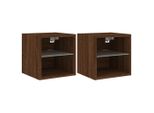Syfax™ Mobili Tv A Parete Con Luci Led 2Pz Rovere Marrone 30X28,5X30Cm