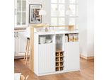 Sobuy KNL07-WN Isola Da Cucina Con Piano Di Lavoro Armadio Da Cucina Highborad Cassettiera Tavolo Da Bar Tavolo Da Pranzo Buffet Wd Circa 105X105X60Cm