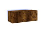 Pensile Tv Con Luci Led Rovere Fumé 80X35X31 Cm