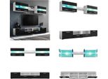 Vidaxl Set Di Pensili Tv 5 Pezzi Con Luci Led Nero Lucido - Pensile - Pensili - Mobile Tv - Mobili Tv