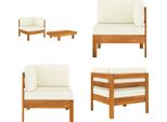 Vidaxl Set Salotto Da Giardino 2 Pezzi Con Cuscini Bianchi Crema In Legno D'acacia - Set Salotto Da Giardino - Set Salotto Da Giardino - Mobili Da Giardino - Set Mobili Da Giardino