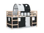Vidaxl Letto A Soppalco Per Bambini Con Tunnel Bianco E Nero 90X200 Cm In Legno Di Pino