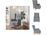 Vidaxl Poltrona A Dondolo Con Gambe In Legno Di Gomma Tessuto Grigio Chiaro - Poltrona