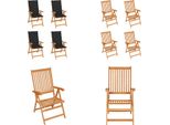 Vidaxl Sedie Da Giardino 4 Pezzi Con Cuscini Neri In Legno Massiccio Teak - Sedia Da Giardino - Sedie Da Giardino - Poltrona Da Giardino - Sedia Pieghevole