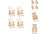 Vidaxl Sedie Da Giardino 4 Pezzi Con Cuscini Crema In Legno Massiccio Teak - Sedie Da Giardino