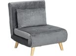 Homcom Divano Letto, Poltrona Pieghevole Con Funzione Letto, Divano Letto Con Cuscino, Letto Per Ospiti Con Schienale Regolabile, Look Velluto, Portata Fino A 125 Kg Per Il Soggiorno, Grigio