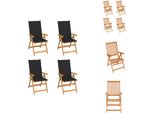 Vidaxl Sedie Da Giardino 4 Pezzi Con Cuscini Neri In Legno Massiccio Teak - Sedie Da Giardino