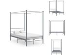 Vidaxl Letto A Baldacchino In Metallo Grigio 120X200 Cm - Letti & Reti