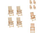 Vidaxl Sedie Da Giardino 4 Pezzi Con Cuscini Beige In Legno Massiccio Teak - Sedie Da Giardino