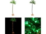 Vidaxl Palma Artificiale Con 136 Led Bianco Caldo 220 Cm - Albero Led - Albero Led - Palma Artificiale - Palme Artificiali