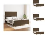 Vidaxl Struttura Letto Con Testiera In Tessuto Marrone Scuro 140X190 Cm - Letti E Strutture Letto