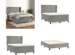 Vidaxl Letto Boxspring Con Materasso Grigio Chiaro 140X190 Cm In Velluto - Letto Boxspring - Boxspringbetten - Bett - SchlafzimmermöBel