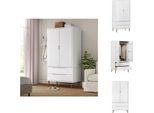 Vidaxl Armadio Molde Bianco 90X55X175 Cm In Legno Massiccio Di Pino - Armadi
