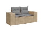 Vidaxl Divano Da Giardino Con Cuscini 2 Posti Beige Poly Rattan