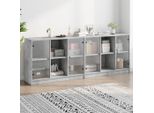 Vidaxl Libreria Con Ante Grigio Cemento 204X37X75 Cm Materiale A Base Di Legno