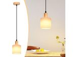 Zmh Lampada A Sospensione Legno Bianco Tavolo Da Pranzo Lampada Vintage 1 Fiamma A Sospensione E14 Con Paralume In Tessuto Per Soggiorno Ristorante Camera Da Letto Cucina