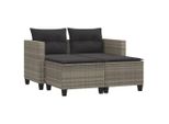Divano Da Giardino A 2 Posti Con Sgabelli In Poly Rattan Grigio Chiaro