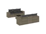 Vidaxl Set Di Divani Da Giardino 7 Pezzi Con Cuscini In Polirattan Grigio