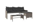 Vidaxl Divano Da Giardino A L Con Tavolo E Cuscini In Poly Rattan Grigio