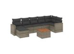 Vidaxl Set Di Divani Da Giardino 8 Pezzi Con Cuscini In Polirattan Grigio