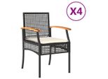 Vidaxl Sedie Da Giardino Con Cuscini 4 Pz. Nero Poli Rattan Legno Di Acacia